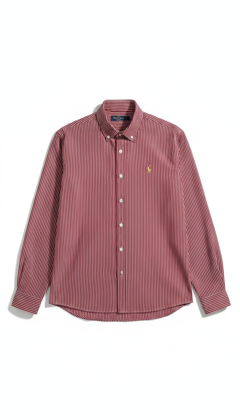 P*lo Çizgili Gömlek-Bordo