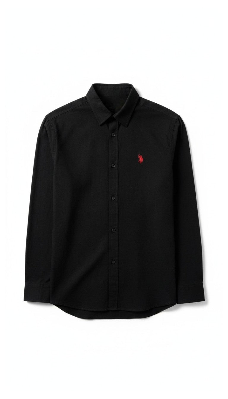 P*lo Siyah Keten Gömlek