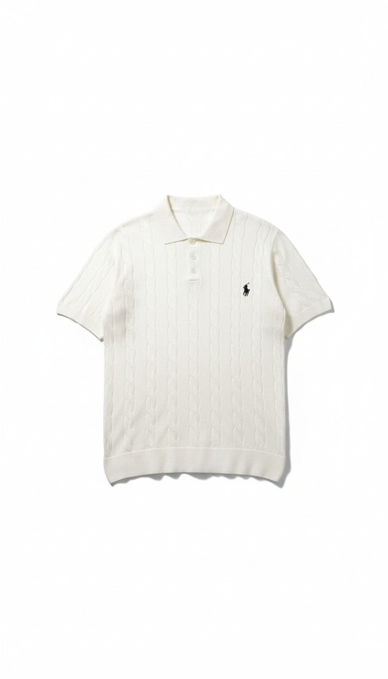 P*lo Beyaz Örme Triko Polo Yaka